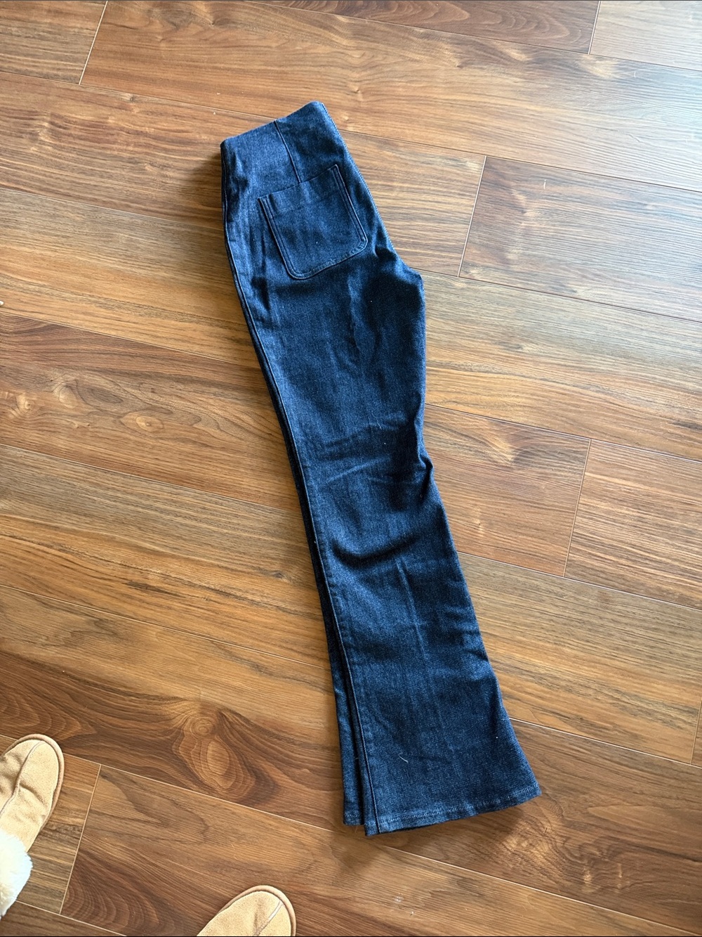 SPANX Dark Blue Flare Jeans with Back Patch Pocket